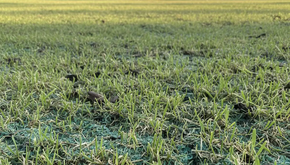 Hydroseeded lawn with new grass seedlings sprouting in Arlington, TX by Chop Chop Landscaping