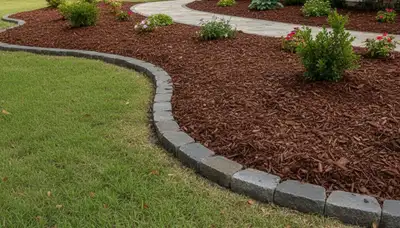 Freshly edged mulch bed with clean borders by professional landscapers in Arlington, TX
