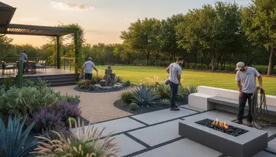 Landscaping team provides lawn care services in Arlington, TX for residential and commercial properties