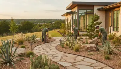 Arlington, TX landscaping team providing professional lawn care and yard maintenance services