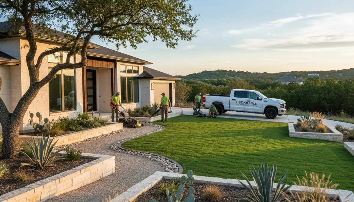 Landscaping team serving Arlington, TX with professional lawn care and yard maintenance services