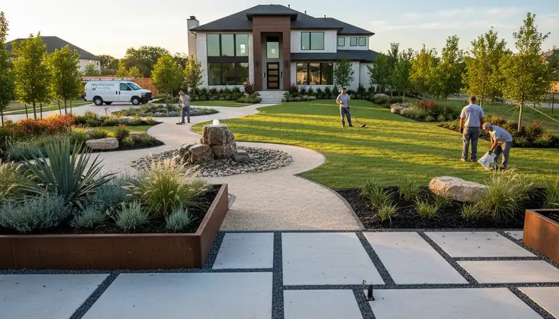 Arlington, TX landscaping team providing professional lawn care and yard maintenance service