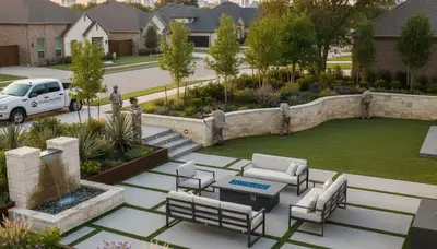 Landscaping team serving Arlington, TX with professional lawn care and yard maintenance