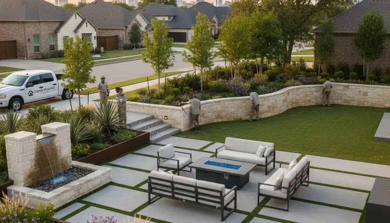 Landscaping team serving Arlington, TX with professional lawn care and yard maintenance