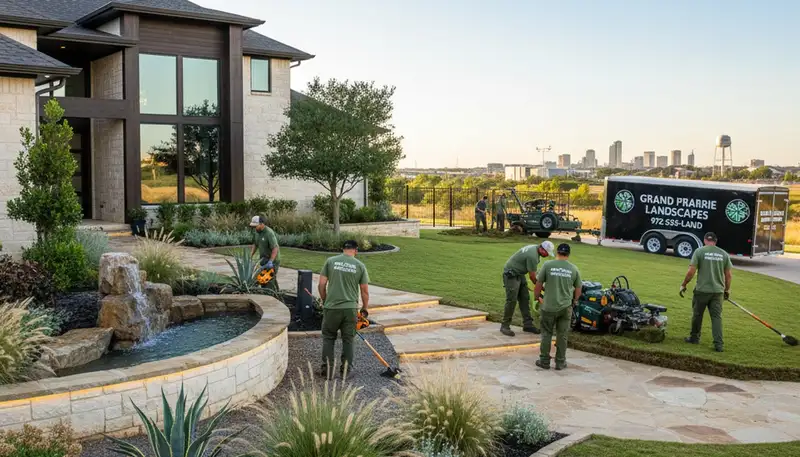 Professional landscaping service in Arlington, TX for a neatly maintained residential lawn