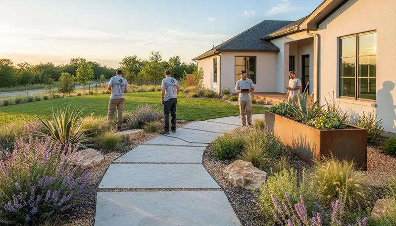 Landscaping team providing lawn care services in Arlington, TX