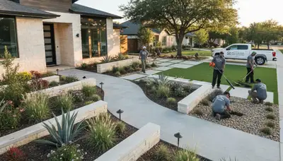 Landscaping team providing lawn care services in Arlington, TX
