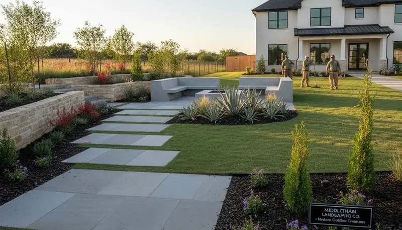 Arlington, TX landscaping crew providing professional lawn service for residential and commercial properties
