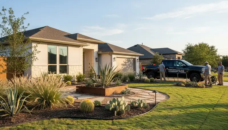 Landscaping team serving Arlington, TX with professional lawn care and yard maintenance services
