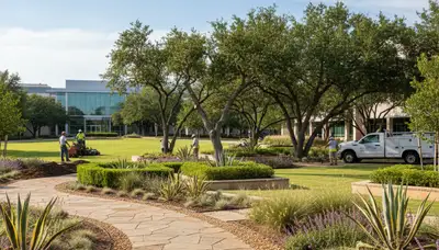 Landscaping crew providing lawn care services in Arlington, TX