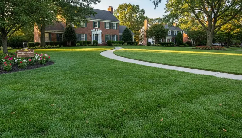 Lush green residential lawn in Arlington TX showcasing expert lawn care and turf maintenance results