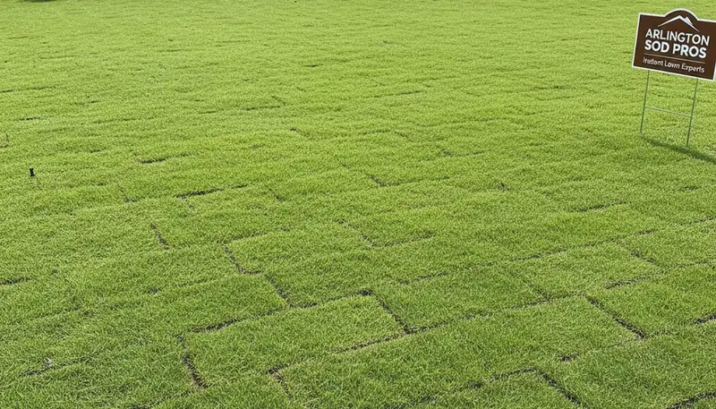 Fresh sod lawn installation showcasing vibrant green turf by Chop Chop Landscaping in Arlington, TX