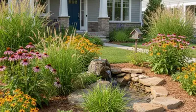 Sustainable native plant garden landscaping in Arlington, TX with drought-tolerant, wildlife-friendly design