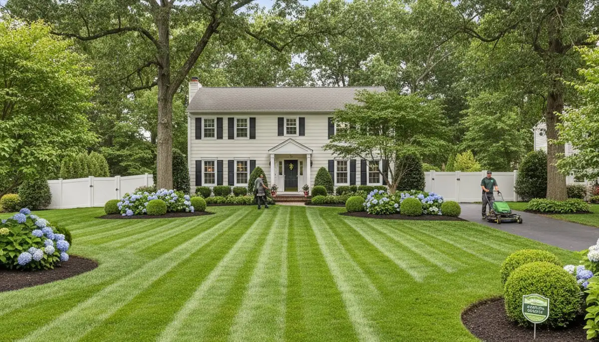Lush green lawn with professional landscaping at an Arlington TX home by Chop Chop Landscaping