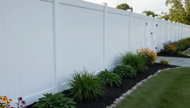 White privacy fence installation by Chop Chop Landscaping in Arlington, TX with clean, professional finish
